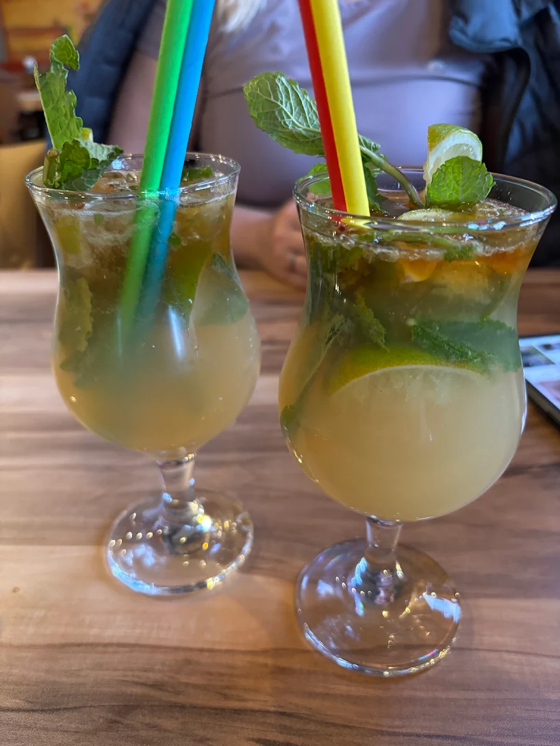 Fresh mojito cocktails with lime and mint at Fiesta Mexicana in Orpington